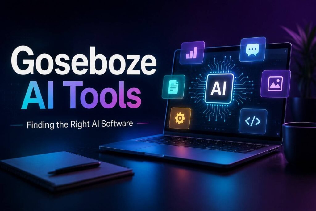 Illustration representing the Goseboze AI tools directory showing categorized AI software icons